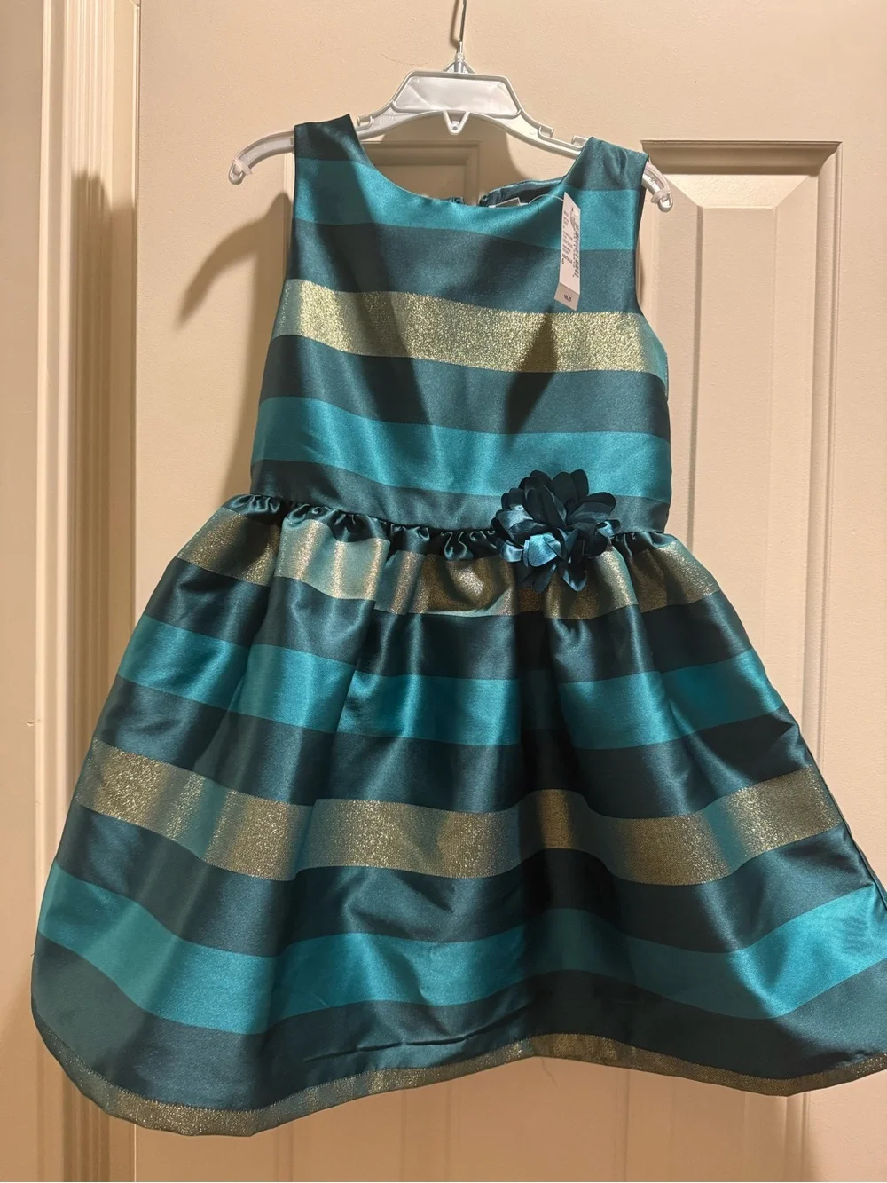The Children's Place Teal & Dark Teal Metallic Stripe Dress